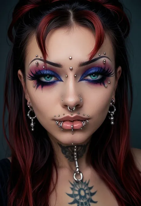 Extreme face piercing girl