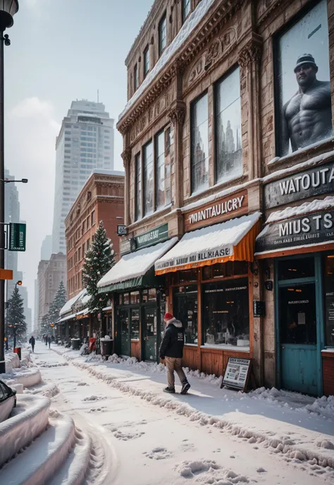 m1dw3st, (realistic photograph:1.3) of downtown Minneapolis in the (middle of winter:1.2), showcasing (snow-covered streets:1.4), (frosty buildings:1.3), and (people bundled up:1.2) against a backdrop of (gray skies:1.1), (downtown, Minneapolis, Minnesota)...