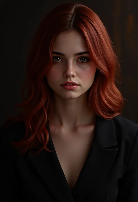 India Eisley, a gorgeous feminine redhead with glowing hazel eyes and sexy body proportions. sultry. dangerous. crying. distraught. upset. supernatural assassin