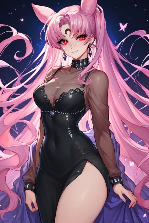 score_9, score_8_up, score_8, large breasts, (curvy), cute, eyelashes,       ,,, , ,,,  zzBlckLdy, red eyes, pink hair absurdly long hair, pink hair, absurdly long hair, see-through, black dress,   <lora:BlackLady_PDXL_v4:0.8>,        ,,,, BREAK, <lora:Afr...