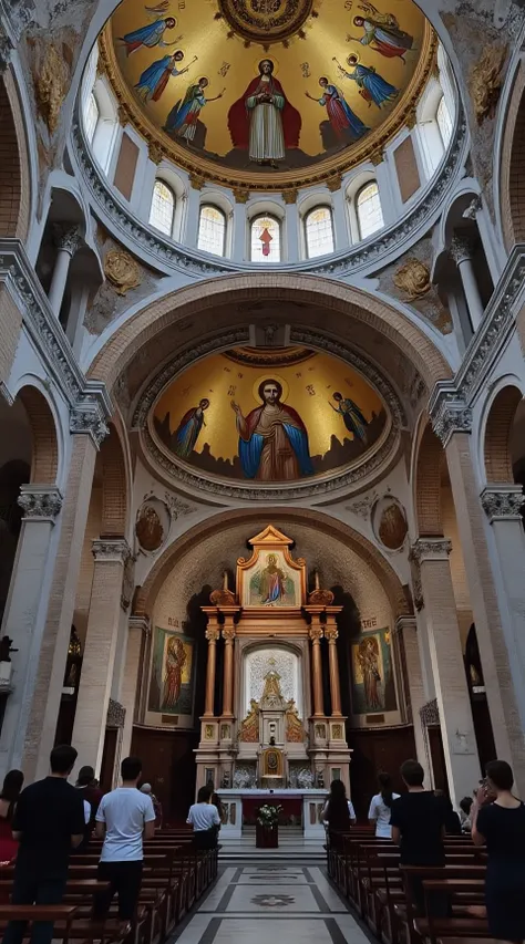 A photo from inside the church, impressive and realistic, from different angles, side view, people are throwing parties

(euginai:1)