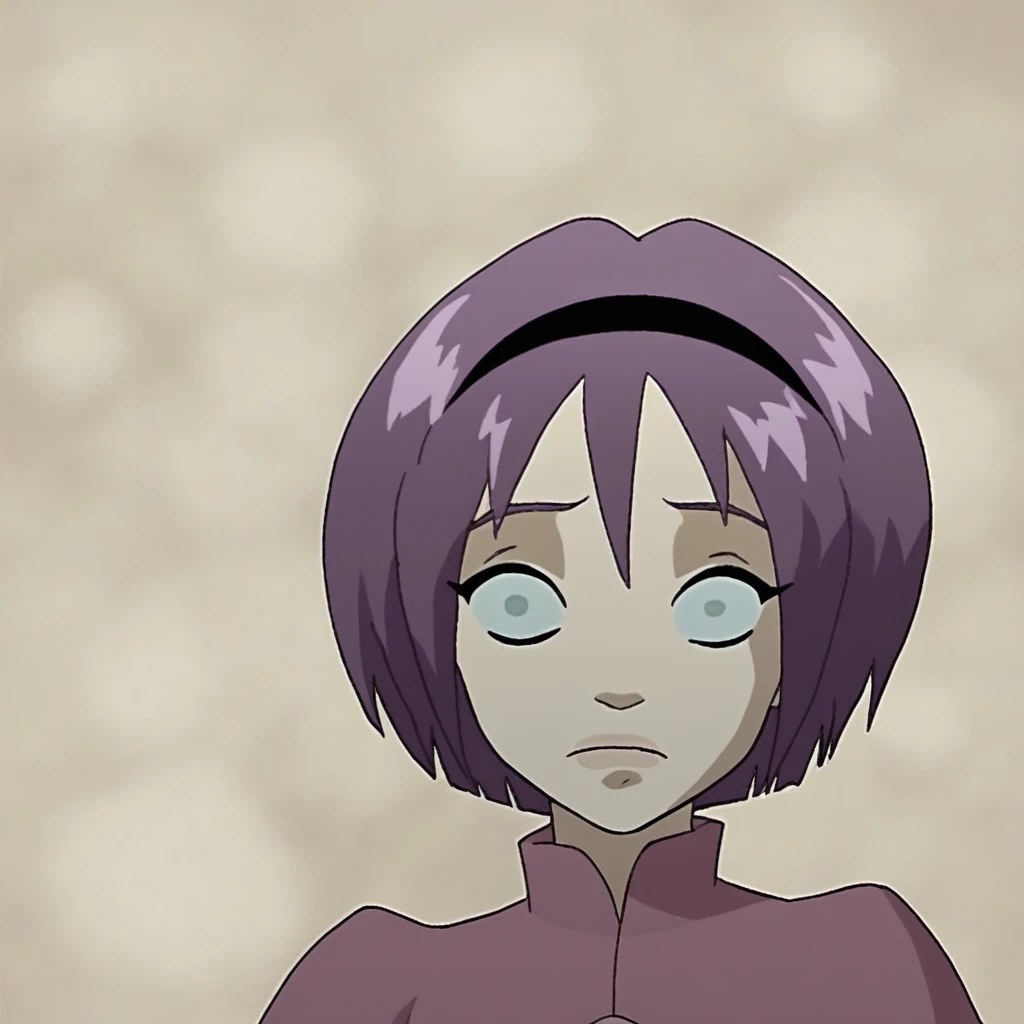 score_9, solo, 1girl, short hair, purple hair, hairband, marcher_eyes, small pupils