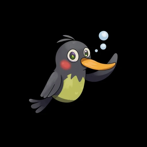 bird pokemon, smile, black background