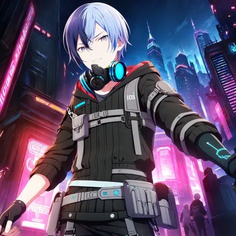 1boy, aoyagi toya, project sekai, masterpiece, very aesthetic, absurdres, official art,
maverick mask suit, multicolored hair, blue hair, silver hair, short hair, grey small eyes, mole, mole under eye,
looking at viewer, serious, reaching towards viewer, f...