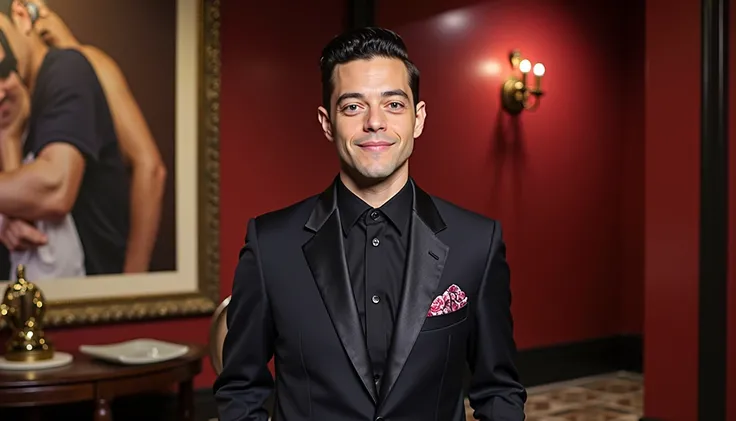 Rami Malek dressed up in the wax museum