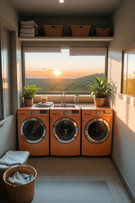 there is a washer and dryer in a small room