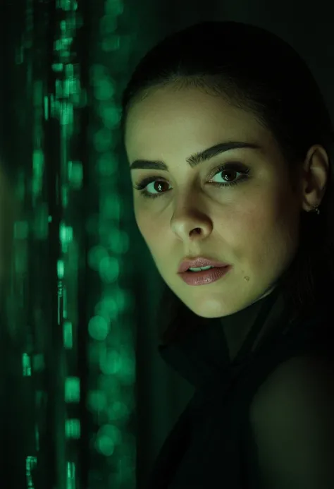 Lena Meyer-Landrut, a beautiful woman in the style of a Matrix themed photoshoot