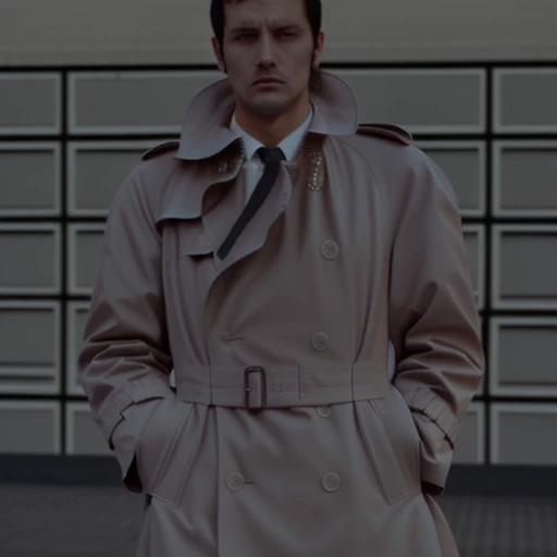 1man, trench coat, wallking