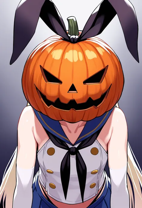 shimakaze (kancolle),  <lora:pumpkin_face:1>pumpkin_face,, (masterpiece), (best quality), (ultra-detailed), very aesthetic, newest, general,