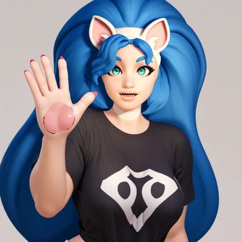 score_9, score_8_up, score_7_up felicia capcom waving to viewer  wearing a a shirt