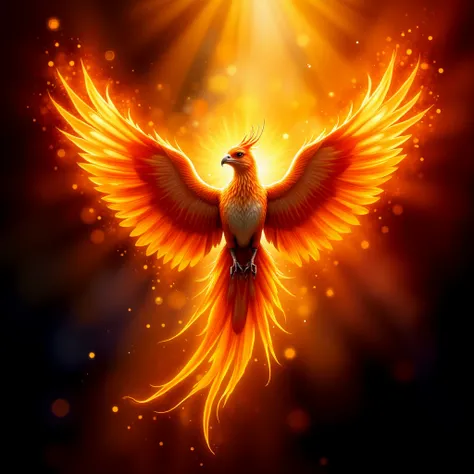 A phoenix, rising from fire, luminous wings spread wide, shrouded in fiery light.

fntsylghtshwCE_style