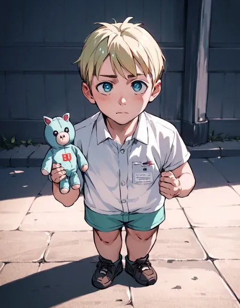 score_9, score_8_up, score_7_up, ((score_9, score_8_up, score_7_up)), ((detailed_background)), ((1boy)), ((blonde)), ((source_anime)), ((full body shot of ((Butters)) is standing in a (bustling city street), (holding) a (plush animal))), ((score_9, score_8...