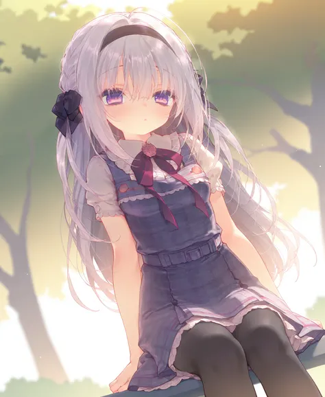 <lora:nyalia:0.7>,nyalia,(artist:tianliang duohe fangdongye:0.8),(artist:ningen_mame:0.6),masterpiece,best quality,absurdres,manami,1girl,solo,long hair,silver hair,purple eyes,school uniform,black legwear,looking_at_viewer,park,sitting,dutch angle,<lora:m...