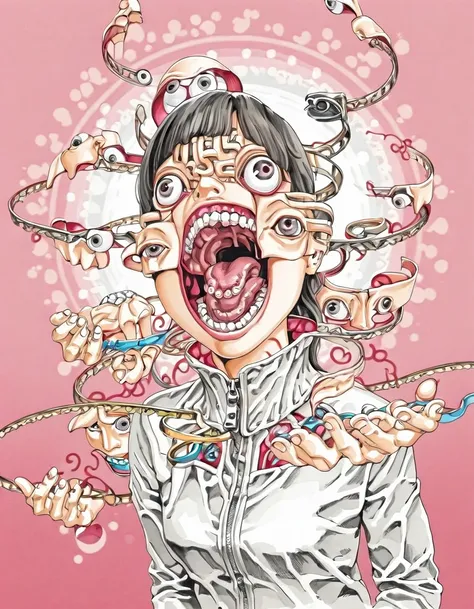 <lora:Shintaro_Kago_Illustrious:1>shintaro_kago,
surreal, 1girl, disjointed, zipper, crazy smile