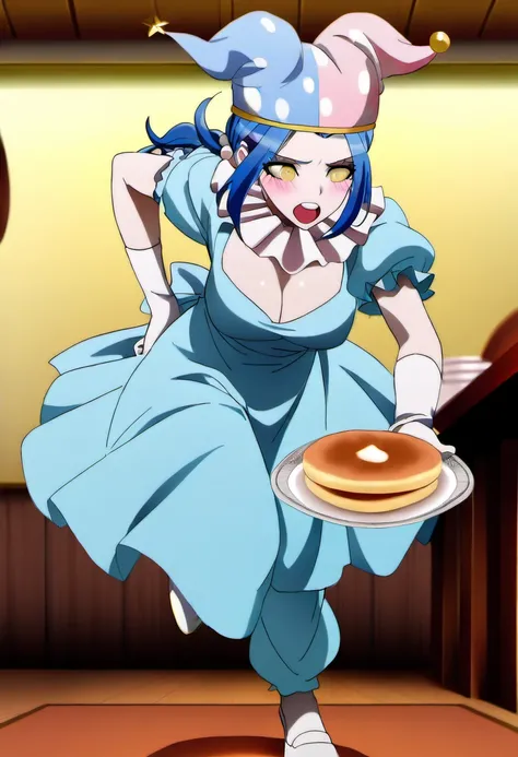 (((solo))), masterpiece, best quality, modern, modern anime, danganronpa_(series),<lora:Satsuki_Iranami_Illustrious:1>, This anime screencap is from Danganronpa the Animation. . Satsuki Iranami wearing her dress from Danganronpa Another. She has short blue...