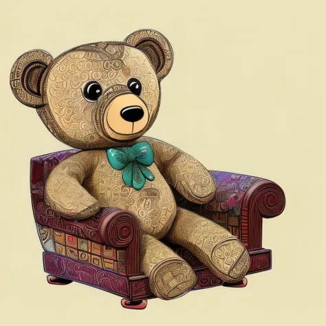 masterpiece, intricate graphic, cartoon drawing painting teddy benny bear, sitting on the couch sofa, cartoon, painting, drawing, highly detailed, sharp focus, colorful, 8K,  BennyBear:1.0