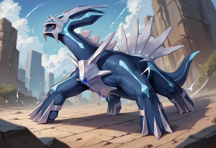 score_9, score_8_up, score_7_up, score_6_up, source_furry, dof, full-length portrait, solo, blurred background, <lora:POKEMON_DIALGA:1> pokemon (creature), dialga, black sclera, dynamic angle, cinematic, universe, motion lines, action pose, dof, rimlight, ...