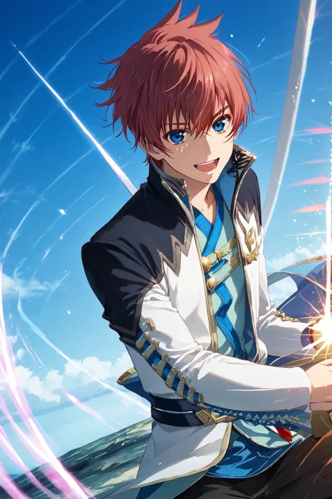 score_9, score_8_up, score_7_up, score_6_up, masterpiece,source_anime,Expressiveh, absurdres,
//Fashion, 
//Background, 
//Others, 1boy, male focus, solo male, 
//Action,  open mouth, light smile,
BREAK,
//Character,Asbel,red hair,blue eyes