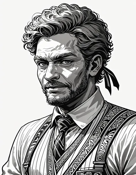 score_9, score_8_up, score_7_up, lineartlora, monochrome, line art, portrait, manliest man of all men