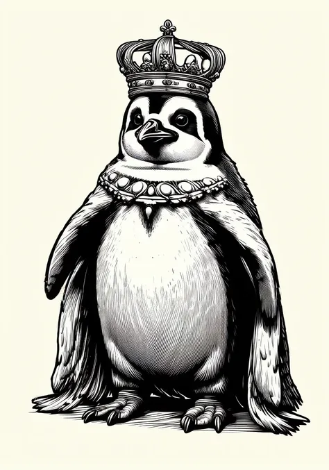 lineartlora,this image features a penguing as king