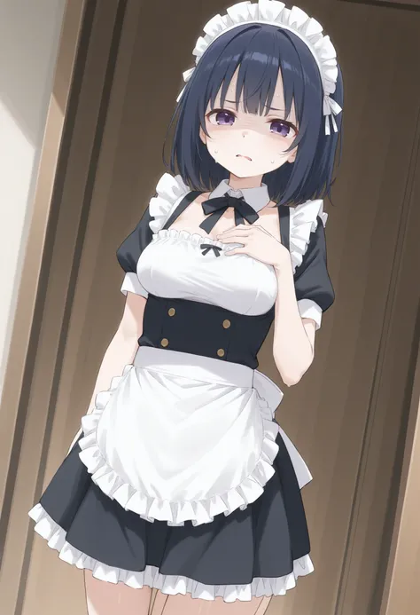 1girl,(sho (sho lwlw):0.7),(toosaka asagi:0.5),(sincos:0.3),solo,
masterpiece,best quality,absurdres,detailed skin,anime colored,anime screencap,official art,
maid, maid headdress,medium breasts,
donbiki,sweatdrop, looking at viewer, shaded face, hand on o...