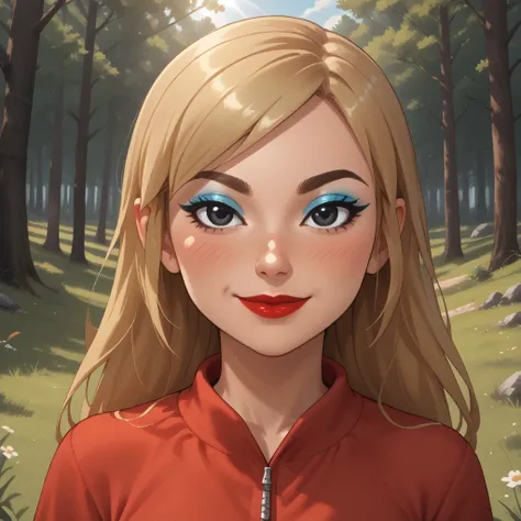 score_9, score_8, BREAK, solo, mii, wii, wii sports, 1girl, female mii, cute, attractive, blonde hair, brown eyebrows, makeup, blush, blue eyeshadow, red lips, lipstick, red clothing, white pants, shoes, breasts, Nintendo Mii, modern_mii, classic_mii, Seon...