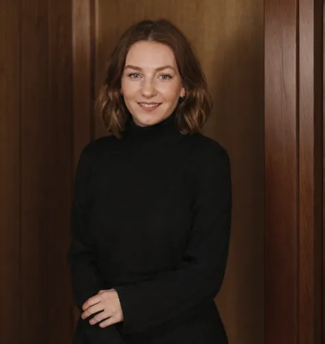 a professional absurdres sharp focus intricately detailed full-body portrait photograph of the beautiful solo (Alexandra_Jensen:1.1) smiling with a random hairstyle,
wearing a {black|maroon|indigo} turtleneck shirt with a light cardigan and dress,
yodeling...