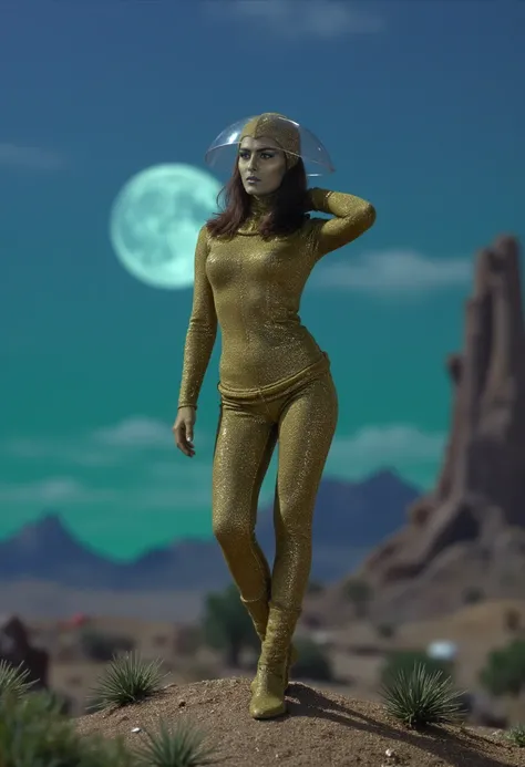 <lora:Athena_-_The_Girl_From_the_Green_Dimension_-_LIS:0.7> <lora:Athena_-_The_Girl_From_the_Green_Dimension_-_LIS:0.7>
a midweight Athena,  standing upright,  arms raised,  hand in hair,  in a faraway planet with a unique and alien landscape,  laser light...