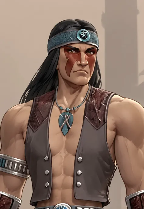 safe_pos, safe_pos, score_9, score_8_up, score_7_up, rating_nsfw, ultra hd, absurdres, solo, 1boy, masterpiece, best quality, best aesthetic, Expressiveh, wolfconf,

MK9Nightwolf, long hair with headband, black hair, vest, necklace, bracer, face paint, (po...