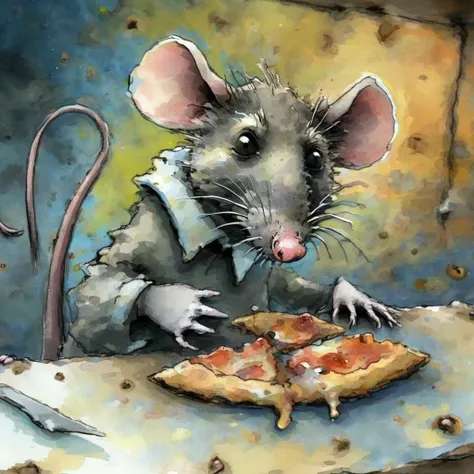 artmix04 a rat eating pizza, very detailed<lora:artmix04:1>