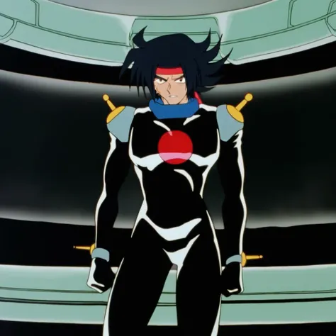 Domon Kasshu, Black Hair, Headband, Solo, Male Focus, 1boy, Mobile Trace Suit