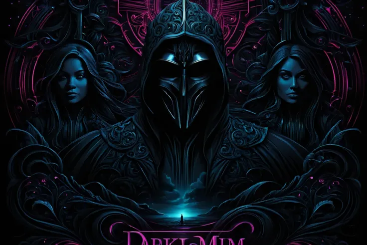 a beautifully movie poster with the title "darkdjm" in bold. illustration in darkdjm style, featuring intricate details, rich colors, and dynamic lighting that enhances depth and mood