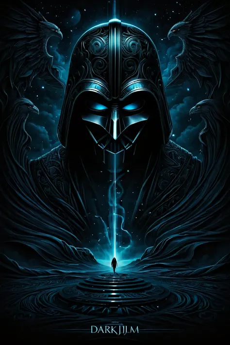 a beautifully movie poster with the title "darkdjm" in bold. illustration in darkdjm style, featuring intricate details, rich colors, and dynamic lighting that enhances depth and mood