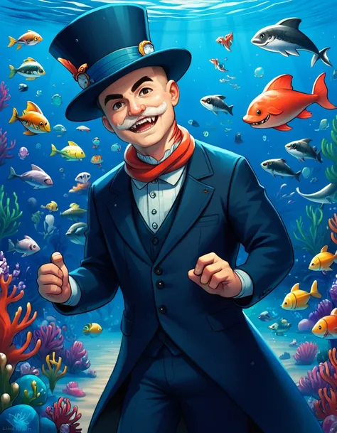 score_9, score_8_up, score_7_up,  source_anime,
cowboy shot,
l3apdayw1ll1am, man, looking at viewer,
evil smile, hat, fangs, gills on neck
mustache,
underwater, dolphins and fish,
<lora:l3apdayw1ll1am_Pony_v1:0.7>