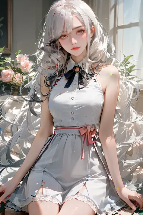 score_9,score_8_up,score_7_up,1girl,dunkerque,white hair,pink eyes,dress,<lora:dunki:1>,