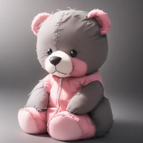 ((( gray background, simple background))),masterpiece,best quality,great quality,good quality,A pink stuffed bear