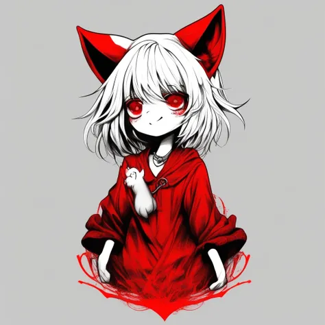 red heart, neko, crazy, uncoloured, evil, dark