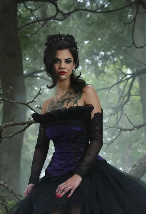 {    "T5": "In a dark, twisted, and gothic take on the classic Disney princesses, Bonnie Rotten, the alternative universes Disney princess, stands regally in a dimly lit, misty forest. Her porcelain skin is deathly pale, with a subtle sheen of sweat. Her r...