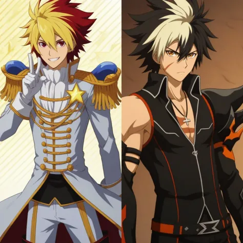 Takuto Tsunashi (Ginga Bishounen form) and Raven Cronwell (Reckless Fist form)