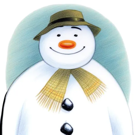 1boy, solo, sn0wman, snowman, smile, closed mouth, upper body, black eyes, orange nose, hat, scarf, buttons,