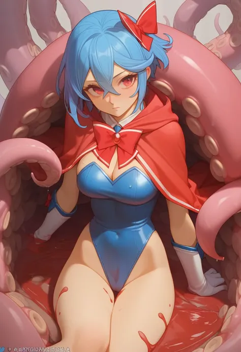 score_9, score_8_up, score_7_up,
magical_girl_ai
kagano_ai
1girl
blue leotard, extreme closeup on her face,
an anime female character with blood and a cape dress staring at the viewer,, solo, red eyes, blue hair, blood, bow, big red hair bow, short hair, t...