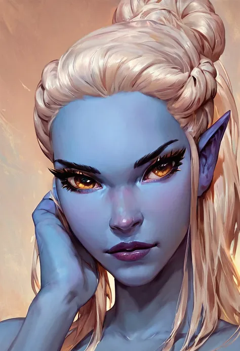 (score_9, score_8_up, score_7_up), stunningly beauty, adorable face, cute,((Lanawyn, blue skin, elves)), very pretty eyes, long eyelashes