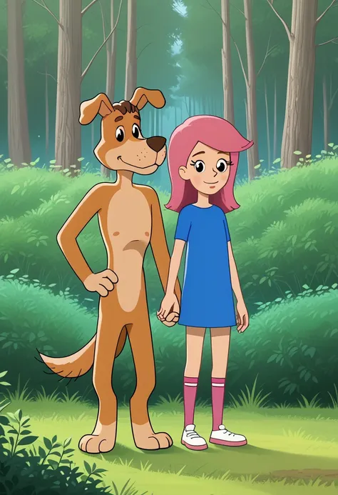 Girl Olya and Sharik together. Prostokvashino 2018.