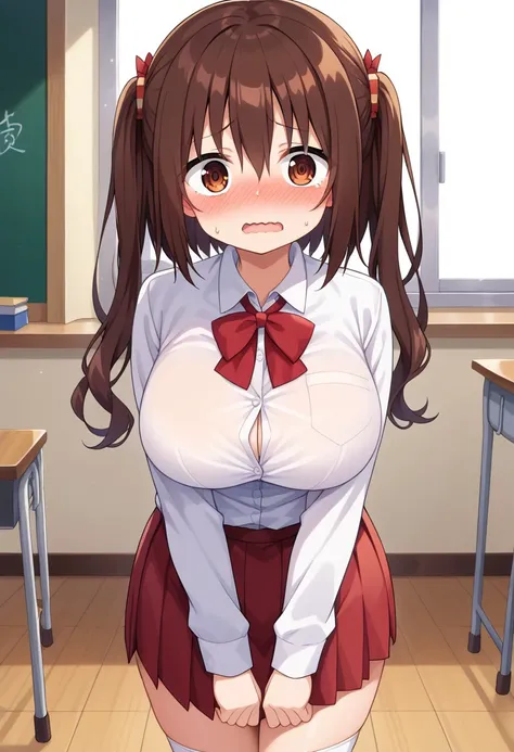 score_9, score_8_up, masterpiece, best quality, uncensored, correct anatomy, detailed background, anime_source, 1girl, solo, alone, perfect eyes, perfect arms, perfect legs, perfect face, indoors, classroom, thick hips,
nanaebina, brown hair, brown eyes, t...