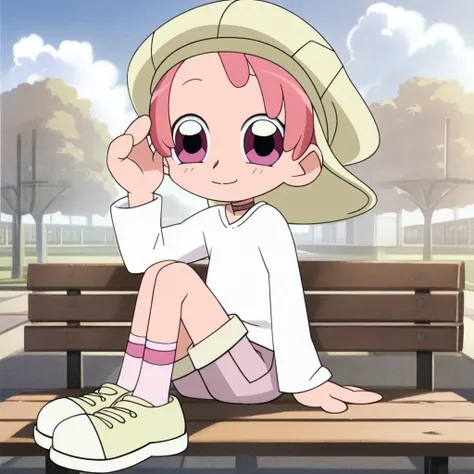 score_9, score_8_up, score_7_up, source_cartoon, perfect lighting, very aesthetic, intricate details, highly detailed background, high quality, prefect hands, best quality,s, 1girl, solo, female child, ojamajo doremi, fami, light skin, mulberry eyes, cherr...