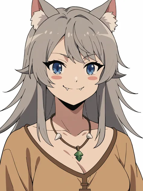 score_9, score_8_up, score_7_up, score_6_up, score_5_up, parody, retro_artstyle, 
1girl, solo, blue eyes, :large_breasts, 3, necklace, animal ears, fang, fangs, chibi, simple background, grey hair, jewelry, closed mouth, smile, blush stickers, fang out, bl...