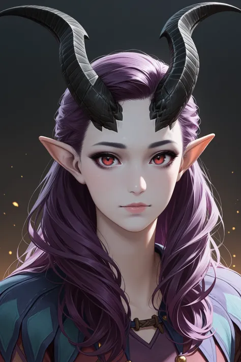 masterpiece, best quality, absurdres,
<lora:BGAlfira:1.0>
BGAlfira, 1girl, demon horns, purple hair, long hair, pointy ears, looking at viewer, portrait