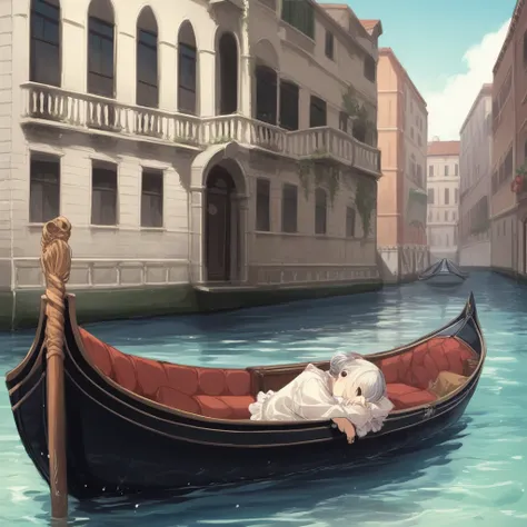 score_9, score_8_up, score_7_up, score_6_up, score_5_up, score_4_up, zPDXL2,source_anime,rating_questionable,   <lora:Gondola:0.8> g0nd0l4, outdoors, water, boat, sitting, venice canal