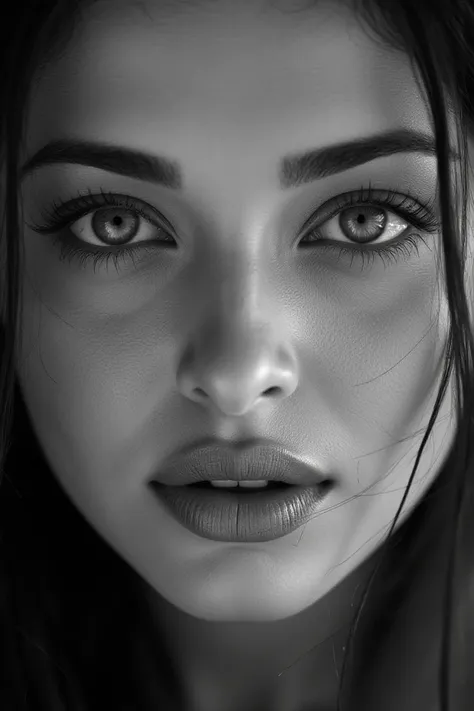 A portrait of ashflx: a woman gazes directly into the camera with an intimate, deep expression, eyes conveying history, strength, and fragility. Soft, natural lighting accentuates the lines and textures of her face, highlighting its emotional vulnerability...