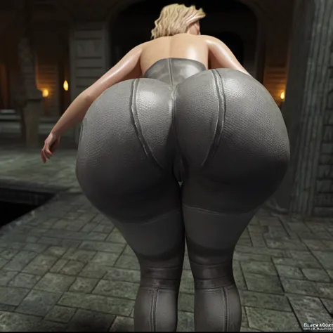 1 girl, Jane, solo, huge breasts, huge ass, cinematic, Blonde hair, makeup, slender waist, thick thighs, wide hips, ((fair skin)), grey sci-fi bodysuit, ass focus, bent over, fat ass, cameltoe, spaceship, interior, best quality